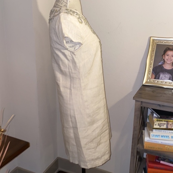 Vineyard Vines linen cap sleeve ivory dress size 4​ - Picture 7 of 9